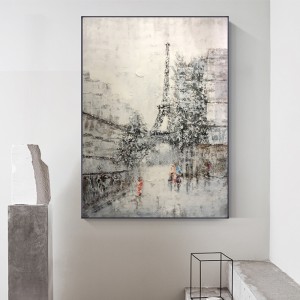 Nouveau produit peint à la main Mandum de style moderne de style Eiffel paysage décoration peinture à l\'huile