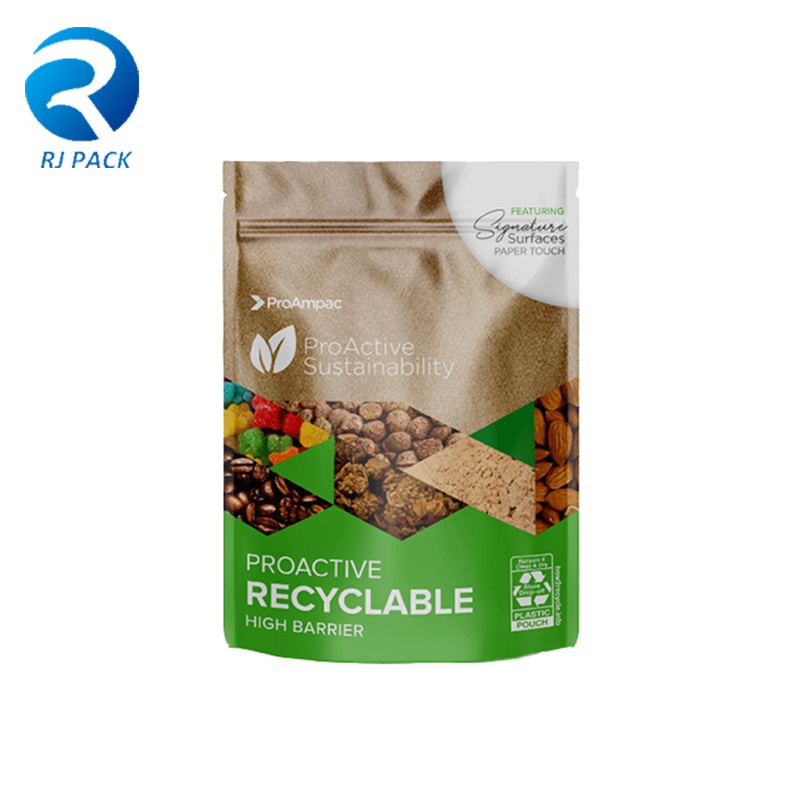 Haute barrière Eco Recyclable Stand Up Pouch pour l'emballage alimentaire ounon alimentaire avec fermeture à glissière