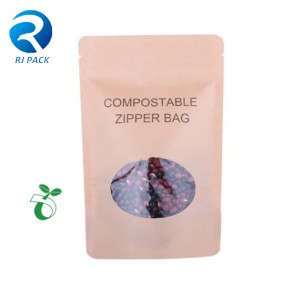 100% de chaleur compostable refermable haute barrière alimentaire emballage d\'emballage debout pour la pochette sac kraft