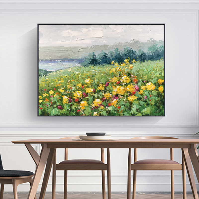 Moderne fleurs décoration murale peinture abstraite peinture à l'huile de paysage pâtoralnaturel