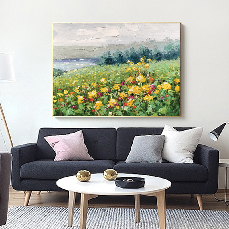 Moderne fleurs décoration murale peinture abstraite peinture à l'huile de paysage pâtoralnaturel