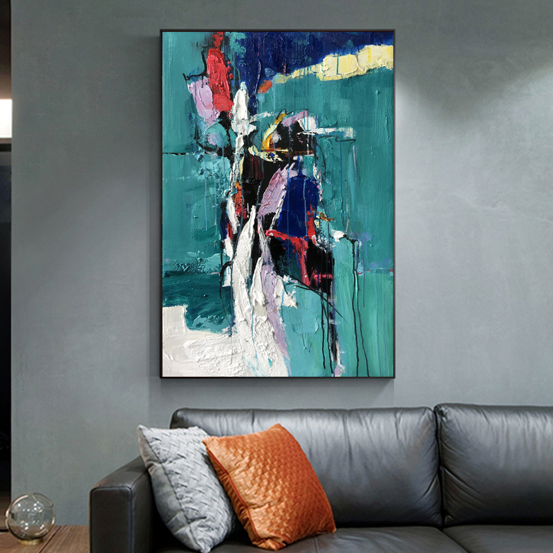 Le design de la décoration de l'hôtel en gros est fait main de la peinture à l'huile abstraite moderne moderne