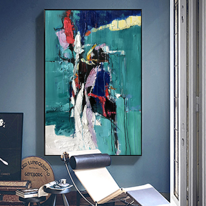 Le design de la décoration de l'hôtel en gros est fait main de la peinture à l'huile abstraite moderne moderne