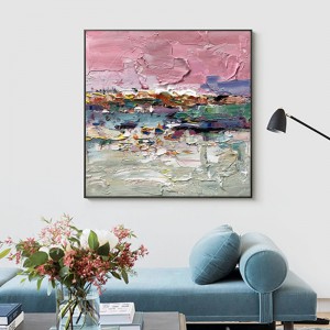 Pink Art Art Mur Mur Abstrait Peinture à l\'huile pour chambre à coucher et maison décorative peinture à l\'huile à la main