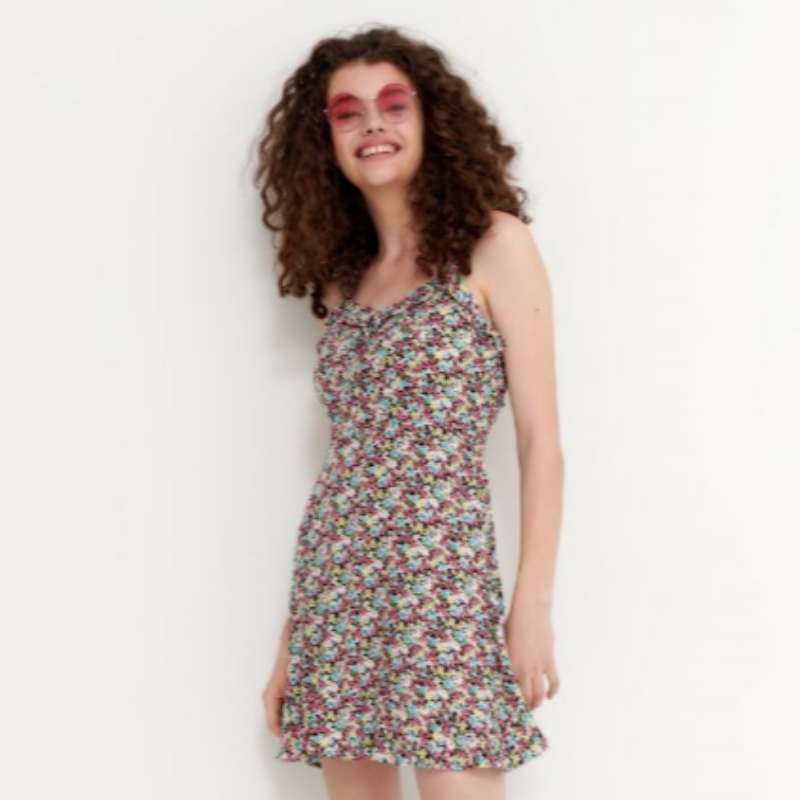 Robe de viscose imprimé floral mini longueur