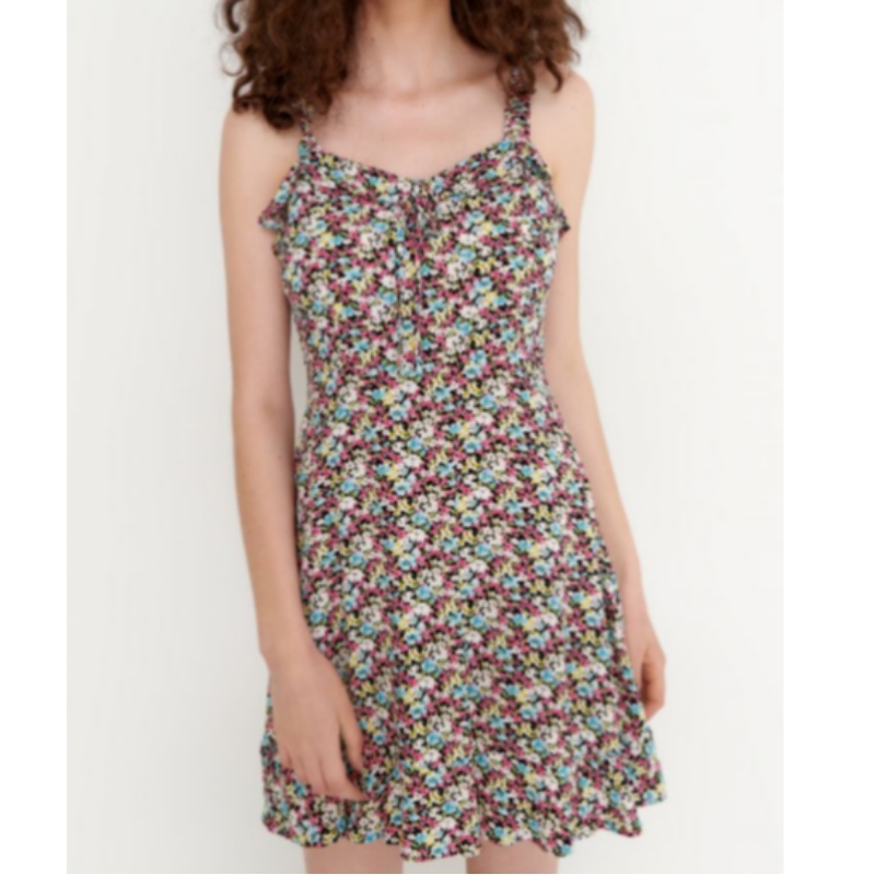 Robe de viscose imprimé floral mini longueur