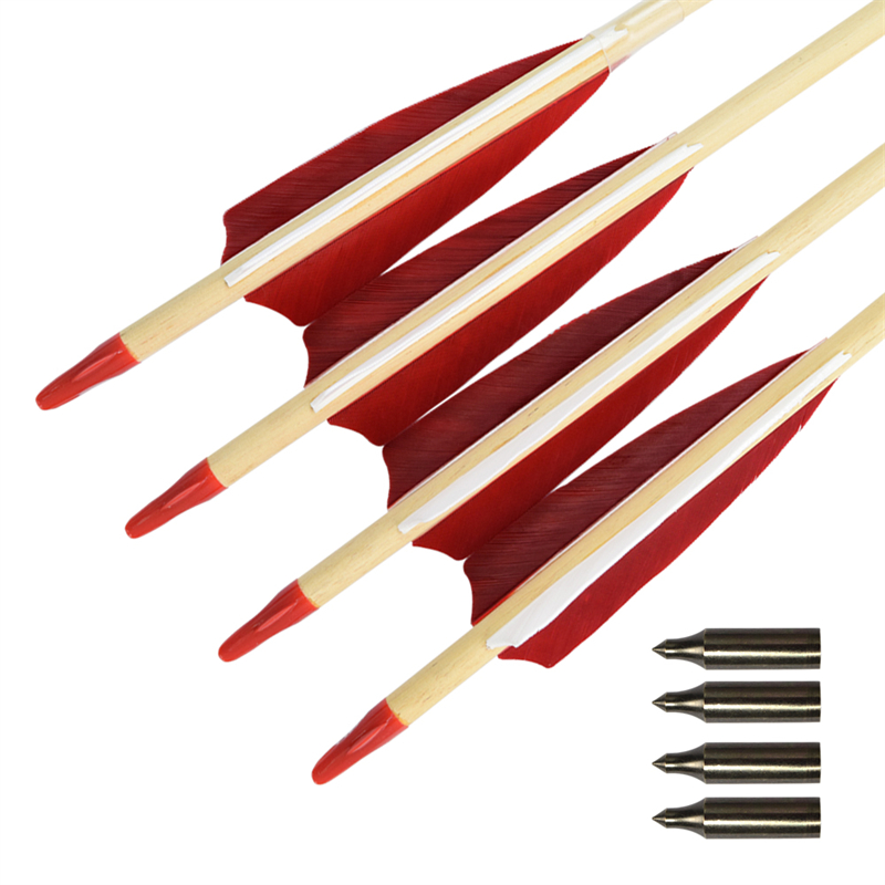 Elong Extérieur 110260-01 28inch Flèche en bois avec Turquie Plume Tir à l'arc Tirage et chasse