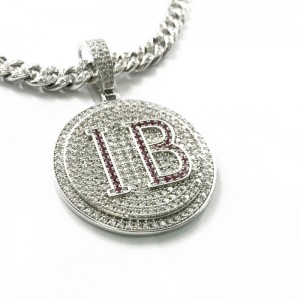 Pendentif de diamant gravé à la mode à la mode avec chaîne