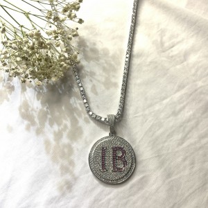 Pendentif de diamant gravé à la mode à la mode avec chaîne