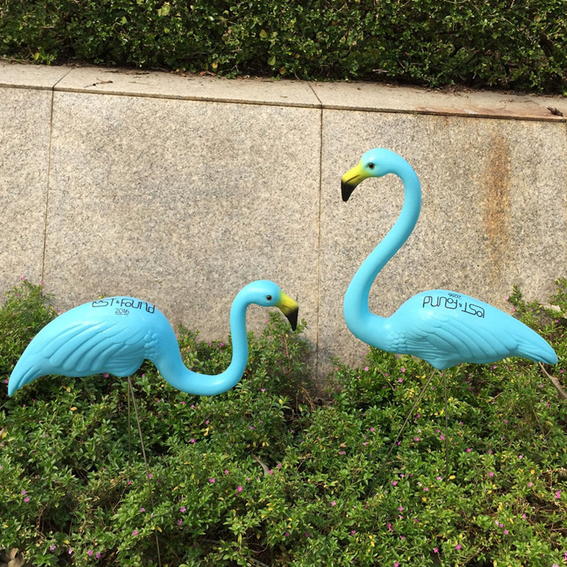 Simulation Plastique Bleu Flamingo Oiseaux Jardinage Décorations d'animaux Fournitures en plein air