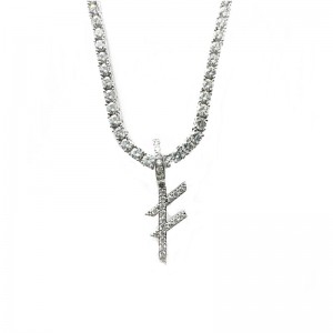 Bijoux Nom personnalisé de haute qualité Silver Lettres Colliers Pendentif Charm avec chaîne de tennis en argent