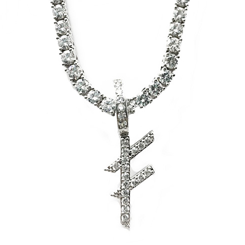 Bijoux Nom personnalisé de haute qualité Silver Lettres Colliers Pendentif Charm avec chaîne de tennis en argent