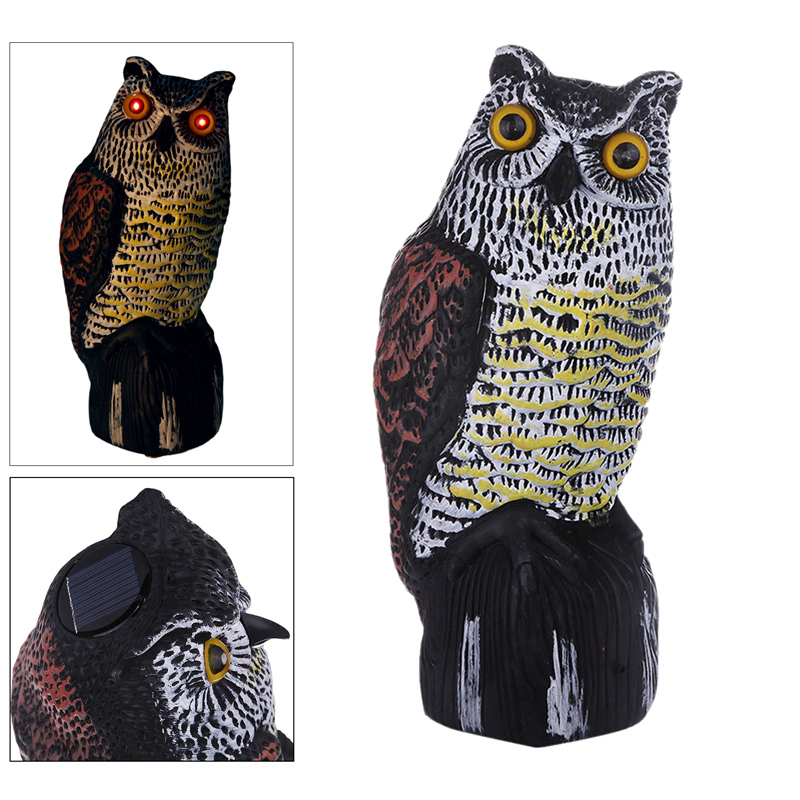 Grand Fake Fake Solar Power Plastic Owl Decoy Statue Statue Jardin Spessarow