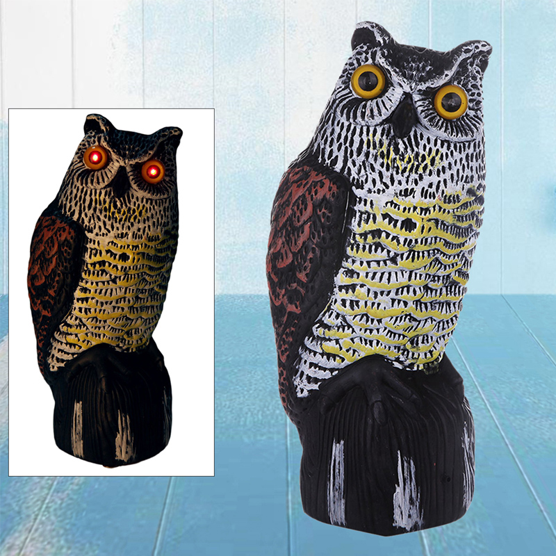 Grand Fake Fake Solar Power Plastic Owl Decoy Statue Statue Jardin Spessarow