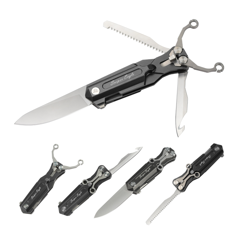 Elong Extérieur 360001 Aluminium multifonction Slingshot Couteau de bras pliant pour la survie en plein air et la chasse