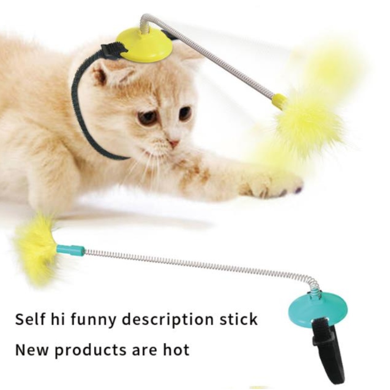 Fourniture directe d'usine de fournitures pour animaux de compagnie, jouet auto-guérison de chat jouet de collier de chat à col montant pied de printemps avec robinet pour taquiner le bâton de chat