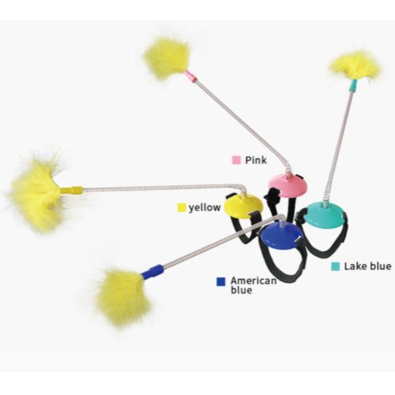 Fourniture directe d'usine de fournitures pour animaux de compagnie, jouet auto-guérison de chat jouet de collier de chat à col montant pied de printemps avec robinet pour taquiner le bâton de chat