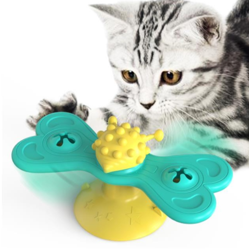 Jouet de moulin à vent de chat Massage drôle Toys de chat rotatif avec dents à boule de catnip Nettoyage des produits pour animaux de compagnie