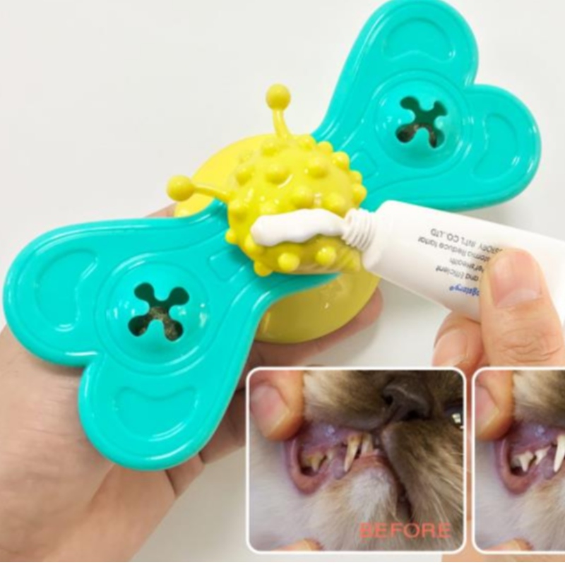 Jouet de moulin à vent de chat Massage drôle Toys de chat rotatif avec dents à boule de catnip Nettoyage des produits pour animaux de compagnie