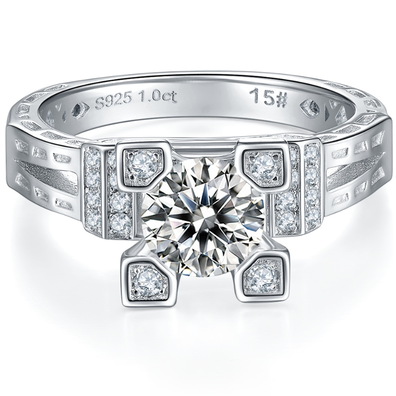 Bijoux de Tuochen Fabricant professionnel Personnalisé Sterling Silver 925 Anneaux avec 3A/5A/moissanite Stones