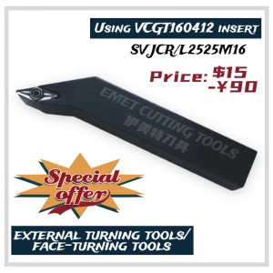 Outils de coupe EMET, outils de rotation externes, outils tournants, outils de tournage en acier, SVJC2525M16, SVQC/SVJP, SVQC/SVLP, SVLC/SVLP, SVXC/SVXP, SVZC/SVZP, VCGT16, VCGT22 , Vpgt22