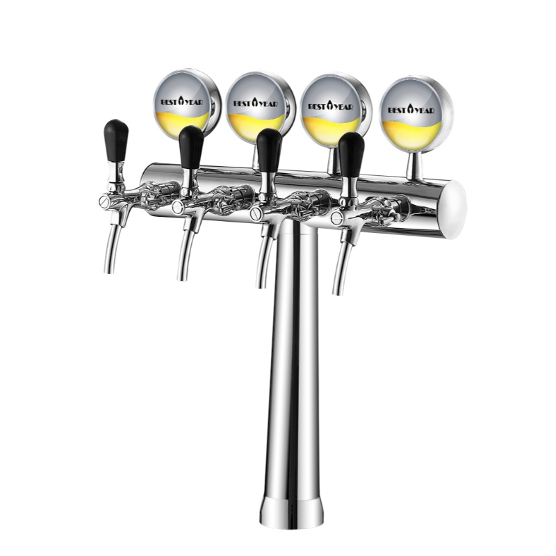 Tour à bière en laiton à trois voies avec lumière LED