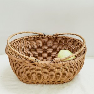 Panier de rotin ovale enveloppé à la main exquis