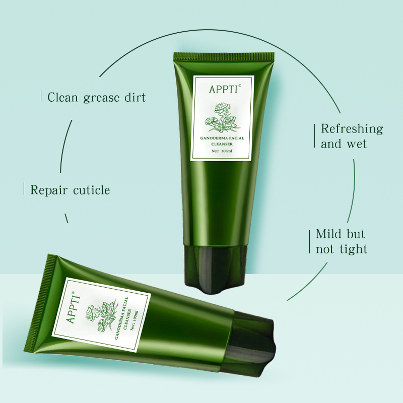 Étiquette privée anti-acné aloe vera visagenettoyant facialnettoyant ganoderma essence fash lavage