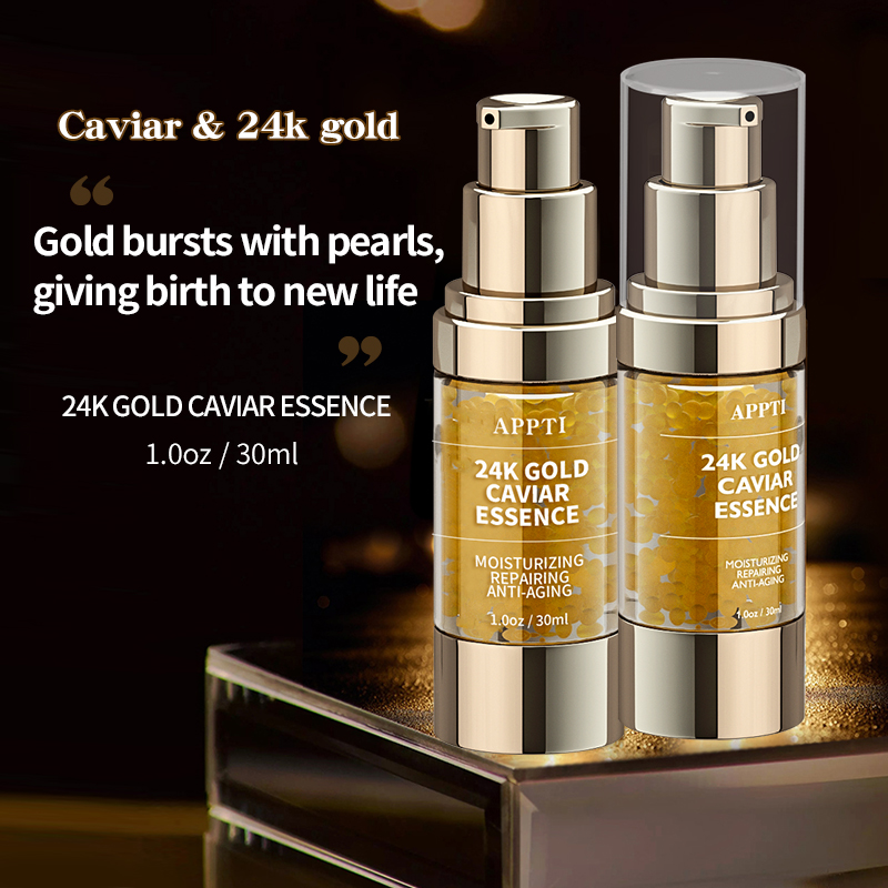 En gros blanchissage en gros blanchissage 24k Gold Caviar Sérum Organic Anti-vieillissement éclaircissant Sérum de collagène