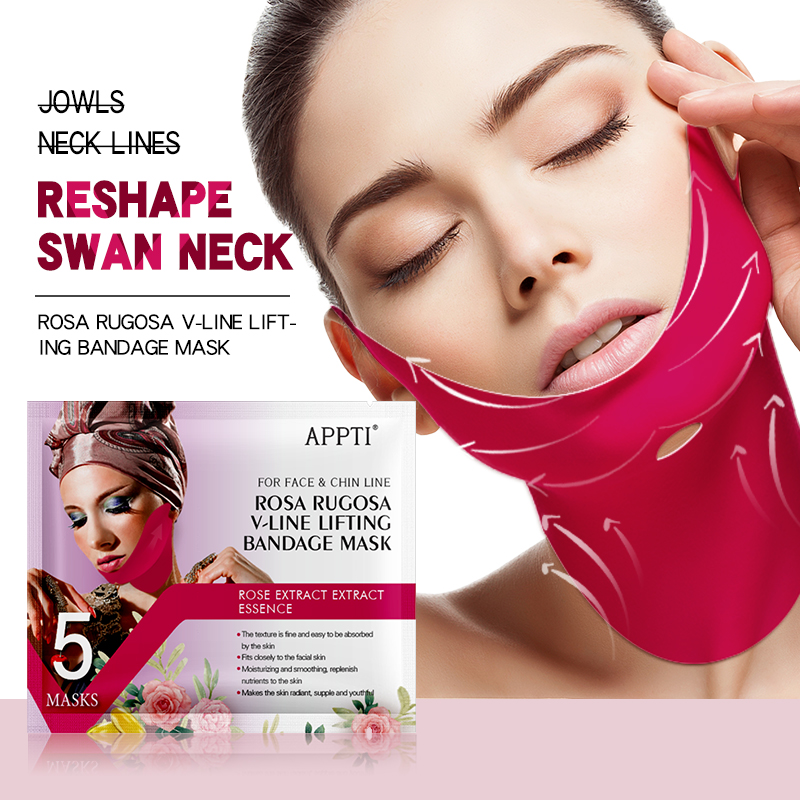 APTI ROS ROSE RUBOSA V-LIGNE SUPPORT BANDAGE MASQUAGE FACE SUPPORT DE BANDANCE DE BANDES DE BONGLE À DOUBLE CHIFLOIRE MASQUE FACIAL POUR SOUTURE DE CHÈMER ET DE SERREZ LA PEAU