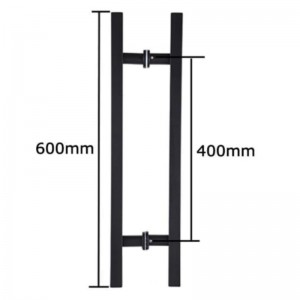 SS-031 Black de haute qualité en verre en acier inoxydable Porte de traction Poignée H Forme Double côté, 24 pouces carrés poignée de porte coulissante carrée