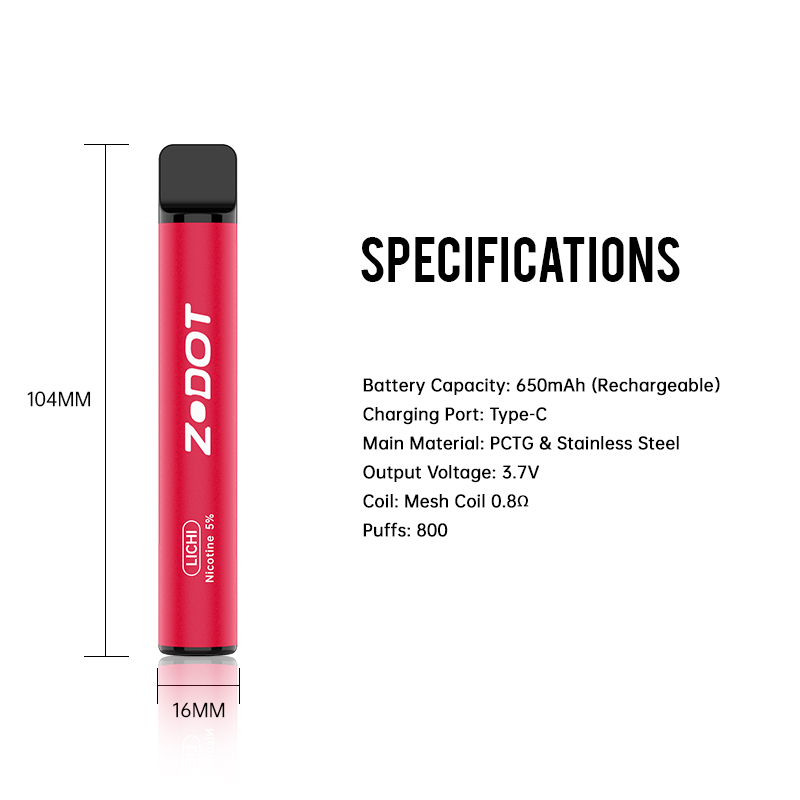 Stylo à vaper jetable 800 bouffées
