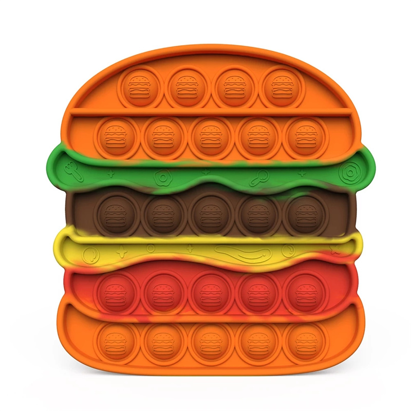 Bubble Push silicone Hamburger Fidget Toy, besoins spéciaux autisme balle anti-stress anti-stress Fidget Jouets