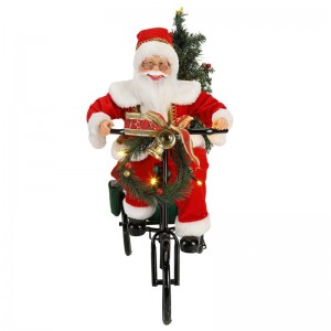 45cm Santa Claus assis sur l\'éclairage de tricycle Décoration de Noël Figurine Collection Tissu Festival de vacances Festival personnalisé