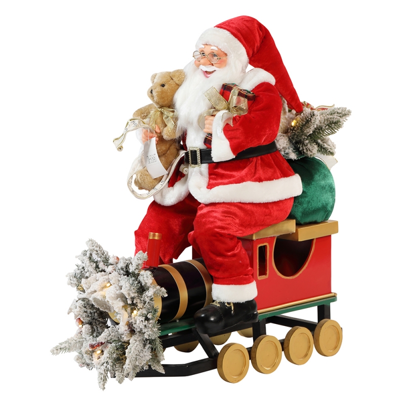 60/90cm de train de Noël Santa Claus avec décoration d'ornement d'éclairage Figurine Figurine Figurine Collection Traditionnelle Noël