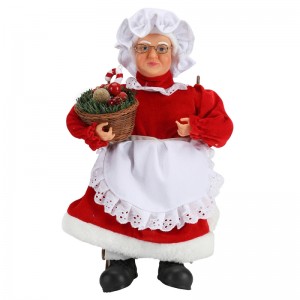 45cm Animé Santa Femmes Sitting sur chaise Musique électrique Décoration de Noël Décoration Figurine Figurine Tissu Festival de vacances