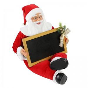 60/80cm Noël Sit De Noël Santa Claus avec Noirboad Moyen Musical Ornement Décoration Figurine Collection Traditionnelle Noël