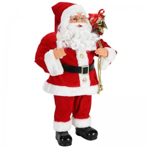 62cm Noël Standing Santa Claus avec bougie Ornement Décoration Figurine Collection Tissu Festival de vacances Noël en peluche