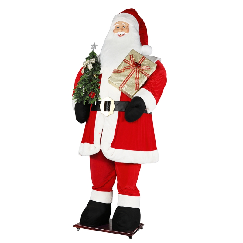 3.8m Big Noël Santa Claus avec arbre et sac cadeau LED Lumière Rise et Down Show Exposition Décoration Festival de vacances Luxe