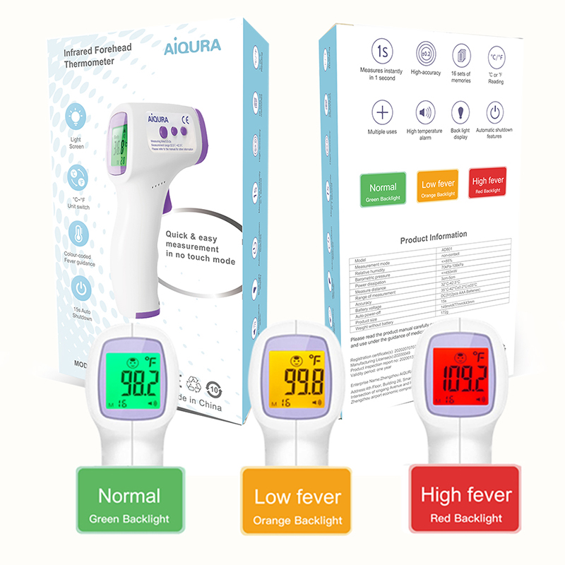 CE approuvé de la fièvre clinique médicale tête de ménage Thead Thermomètre corporel infrarougenumérique de la températurenon de contact