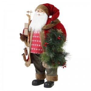 30 ~ 110cm Christmas Standing Santa Claus avec une couronne Décoration Ornement Collection Figurine traditionnelle Série de Noël