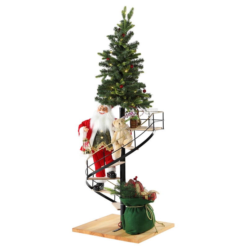 60cm escalier de Noël Santa Claus avec éclairage Ornement musical Décoration Festival Figurine Figurine Collection traditionnelle