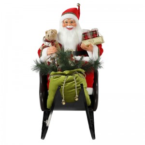 80cm Assis Sleeing Santa Claus avec ornement d\'éclairage Décoration de Noël Figurine de vacances de Noël