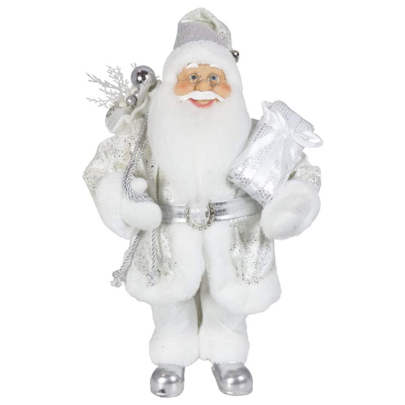 Décoration de Noëlnoble 45cm Père Noël Père Noël en Argent Noël Arbre Ornements Fournitures Traditionnelle Figurine de vacances