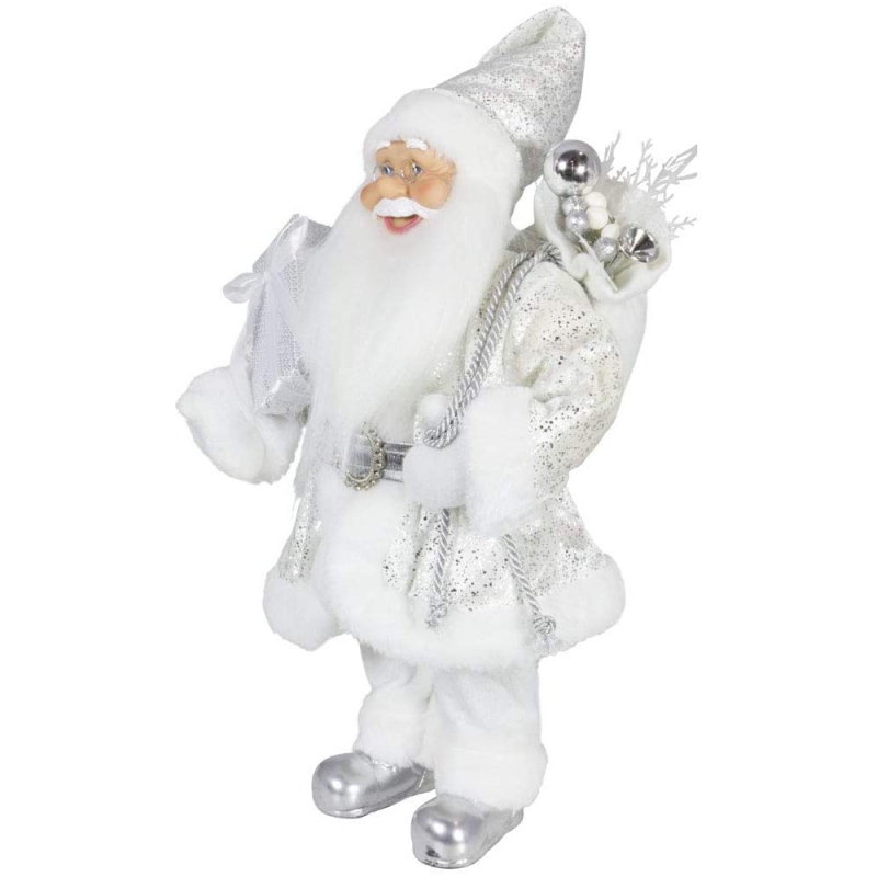 Décoration de Noëlnoble 45cm Père Noël Père Noël en Argent Noël Arbre Ornements Fournitures Traditionnelle Figurine de vacances
