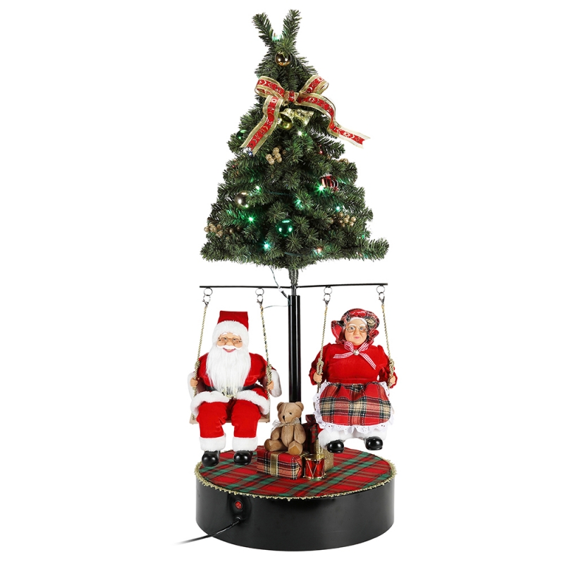 120cm Christmas Tour de l'arbre Santa Claus avec une décoration musicale Festival Figurine Figurine Figurine Traditionnel