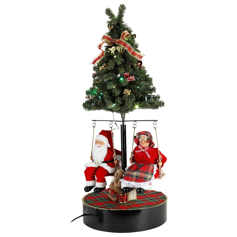 120cm Christmas Tour de l'arbre Santa Claus avec une décoration musicale Festival Figurine Figurine Figurine Traditionnel