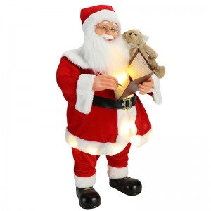 80cm Animated Noël écrit Santa Claus avec l\'éclairage Ornement musical Décoration Figurine de vacances traditionnelle Collection