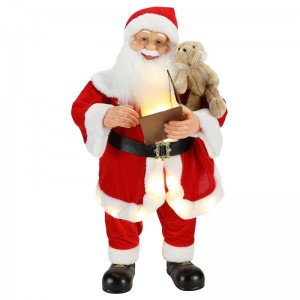 80cm Animated Noël écrit Santa Claus avec l\'éclairage Ornement musical Décoration Figurine de vacances traditionnelle Collection