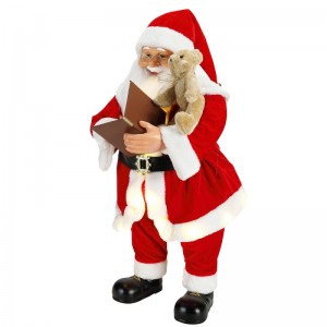 80cm Animated Noël écrit Santa Claus avec l\'éclairage Ornement musical Décoration Figurine de vacances traditionnelle Collection